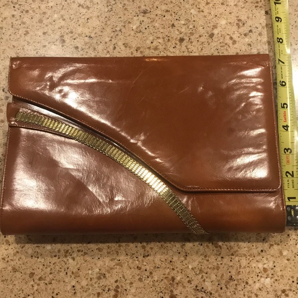 Vintage Stuart Weitzman Tan Leather Large Clutch - Picture 4 of 7